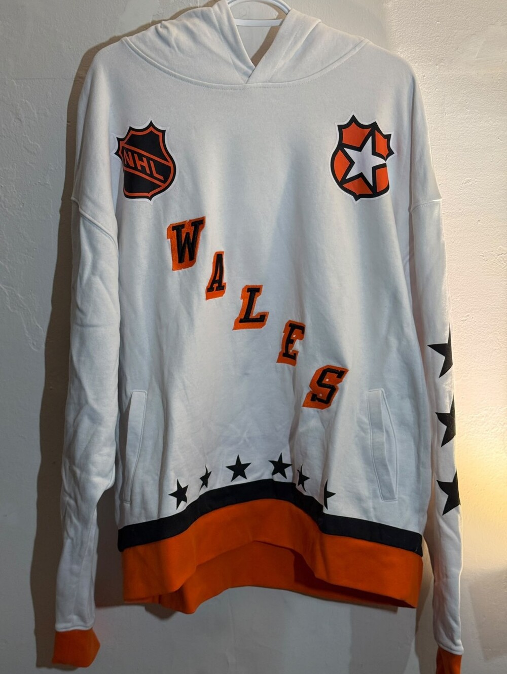 Mitchell & Ness NHL Wales Conference All Star White Orange Hoodie